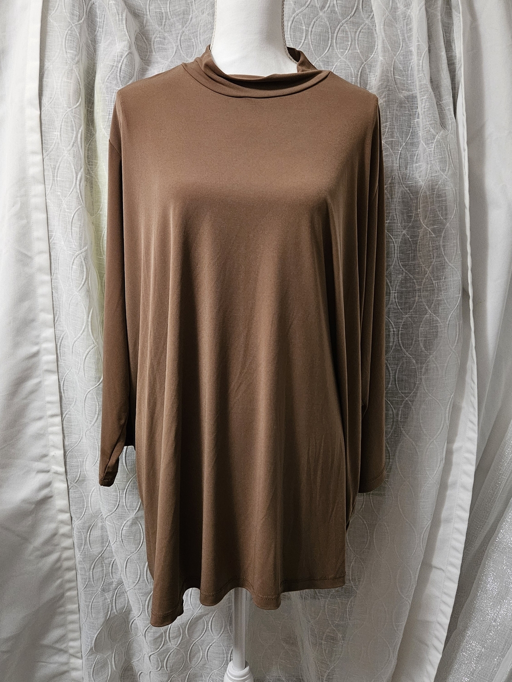 Susan Graver Liquid Knit Long-Sleeve Brown Women’s Top 4x